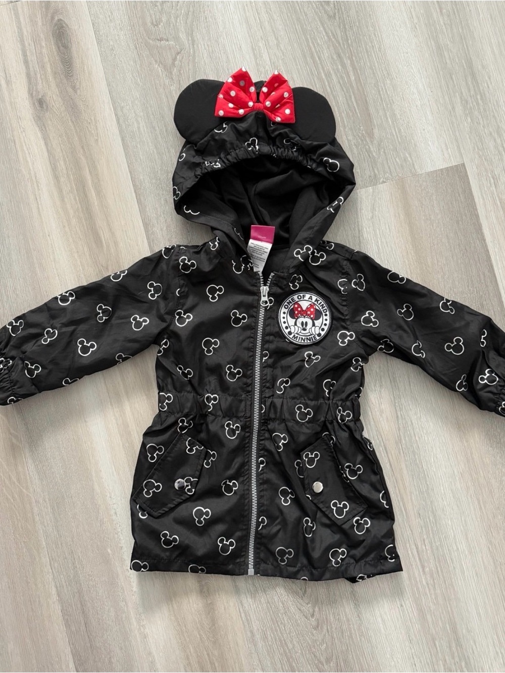 Disney Black Minnie Mouse Hooded Raincoat with Red Bow - Picture 2 of 6
